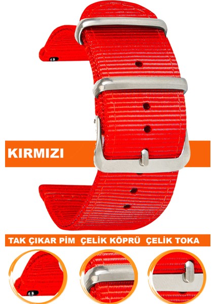 18mm-20mm-22mm-24mm saatlerle uyumlu premıum nato kumaş tekstil saat kordonu kayışı f39clds-r