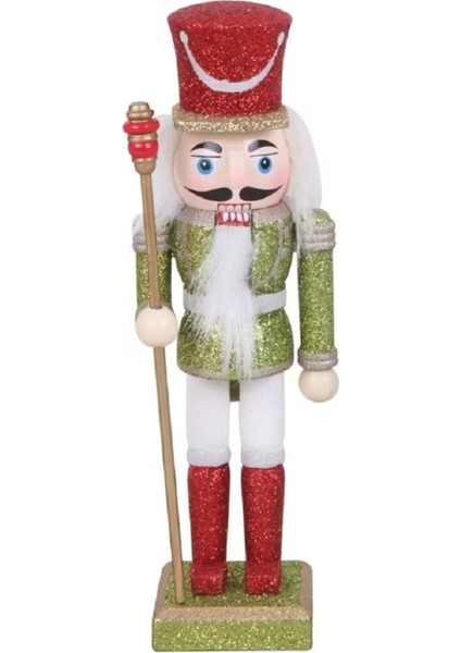 18 cm Ahşap Fındıkkıran ve Kurşun Asker Yılbaşı Dekoru, Kırmızı Renk