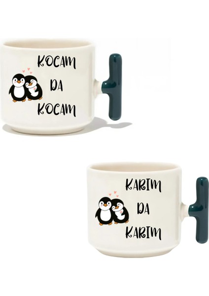 Kocam Da Kocam Karım Da Karım 2'li Latte Fincanı - Hediye Seramik Kupa