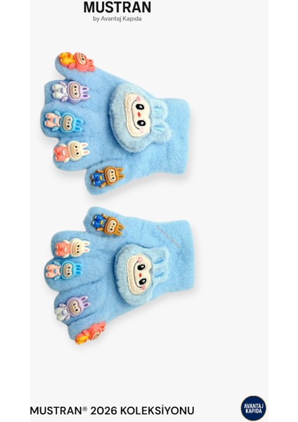 Çocuk Karakter Figürlü Peluş Triko Eldiven | 4-14 Yaş Esnek Kumaşlı Sıcak Tutucu Kışlık