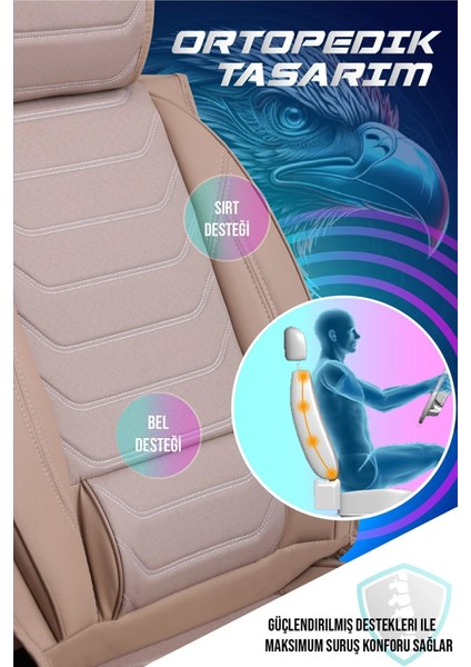 Seat Ateca Uyumlu Yarı Deri Oto Koltuk Kılıfı 5li Set Alya Seri Bej indirimleri