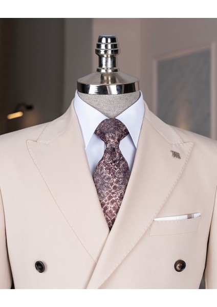 Italyan Stil Kruvaze Ceket Pantolon Takım Elbise Bej T14082 fiyatları