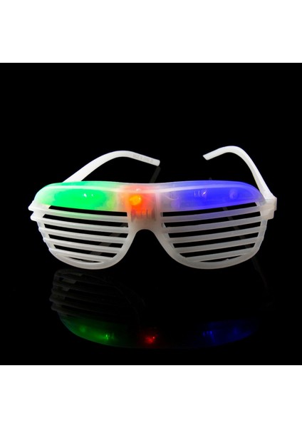 Led Işıklı Pilli Panjur Şekilli Rengarenk Yanıp Sönen Lüks Parti Gözlüğü Karışık 12 Adet