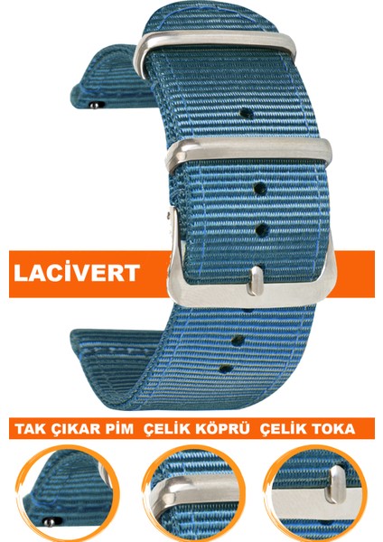 18mm-20mm-22mm-24mm saatlerle uyumlu premıum nato kumaş tekstil saat kordonu kayışı f39clds-l