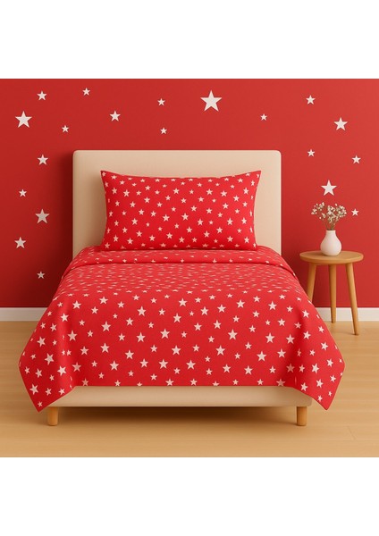 Tek Kişilik Desenli Nevresim + 1 Adet Kapaklı Yastık Kılıfı