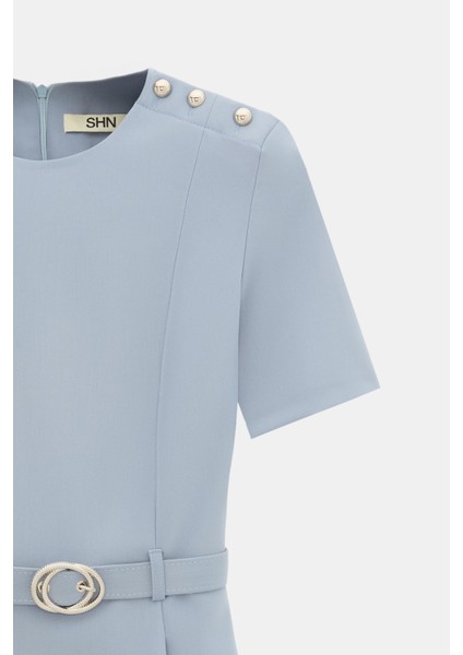 Bordo Düğme Detaylı Kemerli Mini Elbise indirimleri