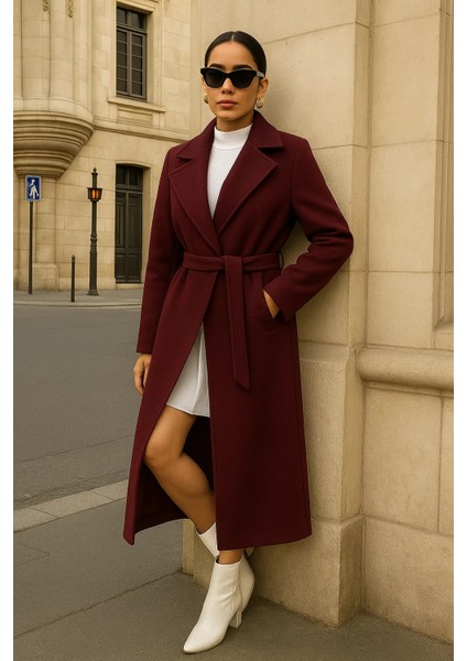 Kadın Kruvaze Salaş Trend Bordo Kaşe Kaban fırsatları