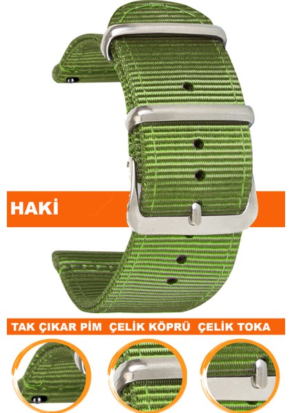 18mm-20mm-22mm-24mm saatlerle uyumlu premıum nato kumaş tekstil saat kordonu kayışı f39clds-ah