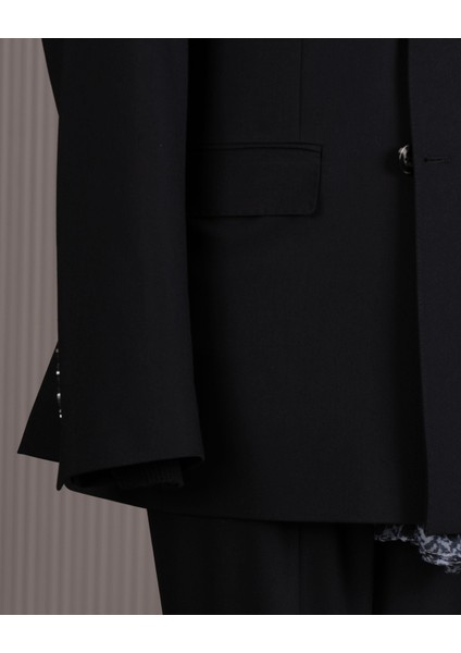 Italyan Stil Slim Fit 8 Drop Kruvaze Ceket Pantolon Takım Elbise Siyah T14587 fırsatları