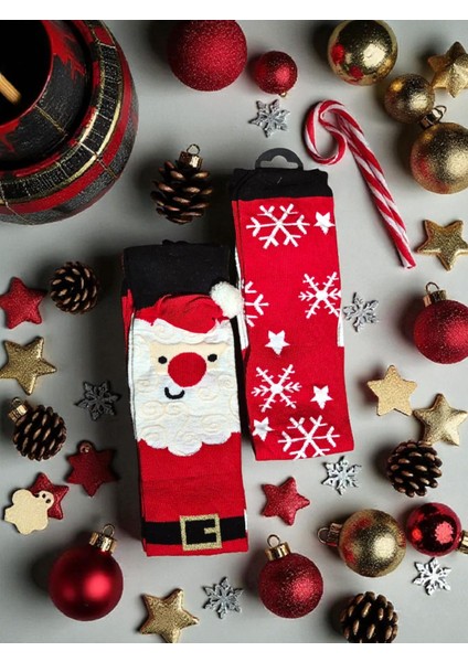 - Yılbaşı Temalı Pon Pon Detaylı Dizaltı Çorap – Özel Tasarım - Hediye Paketli fiyatları