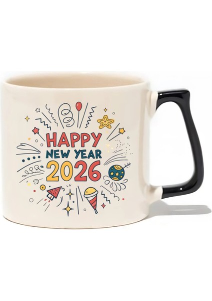 Yeni Yıl Happy New Year 2026 Hediyelik Lüks Kupa - Hediye Seramik Kupa