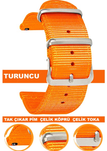 18mm-20mm-22mm-24mm saatlerle uyumlu premıum nato kumaş tekstil saat kordonu kayışı f39clds-t