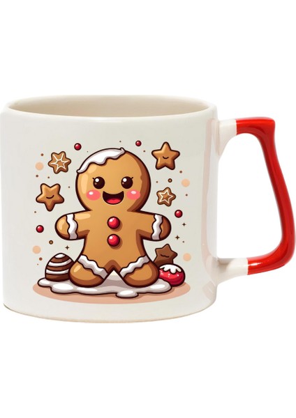 Yeni Yıl Gingerbread Man Hediyelik Lüks Kupa - Hediye Seramik Kupa