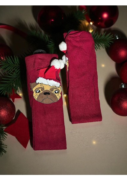 - Yılbaşı Temalı Pon Pon Detaylı Dizaltı Çorap – Özel Tasarım - Hediye Paketli fiyatları