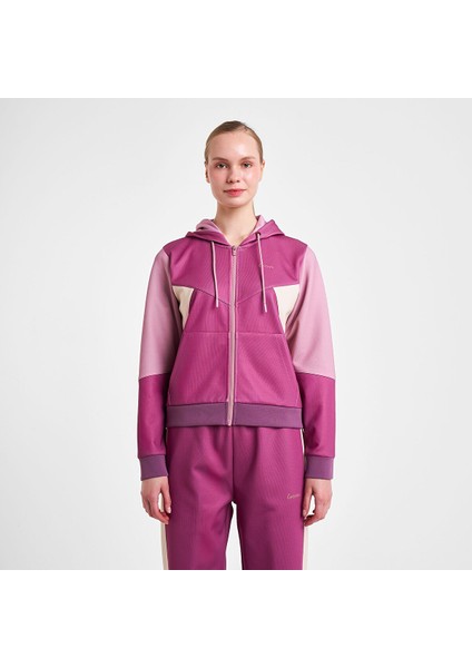 25N-2131 Kadın Fermuarlı Kapüşonlu Sweatshirt