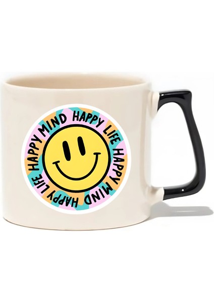 Happy Mind Happy Life Lüks Kupa - Hediye Seramik Kupa