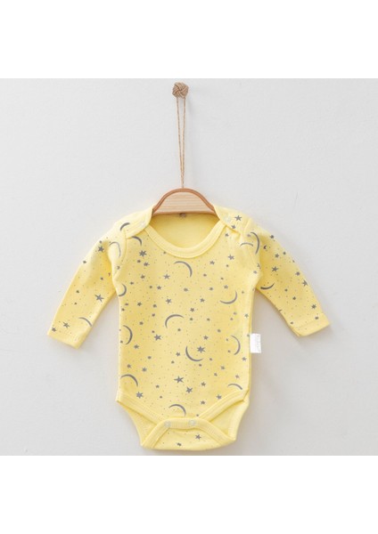 Ay–yıldız Desenli Uzun Kollu Yumuşak Bebek Badi – 0-3 Ay – 3-6 Ay – 6-9 Ay – 9-12 Ay Pembe - 3-6 Ay