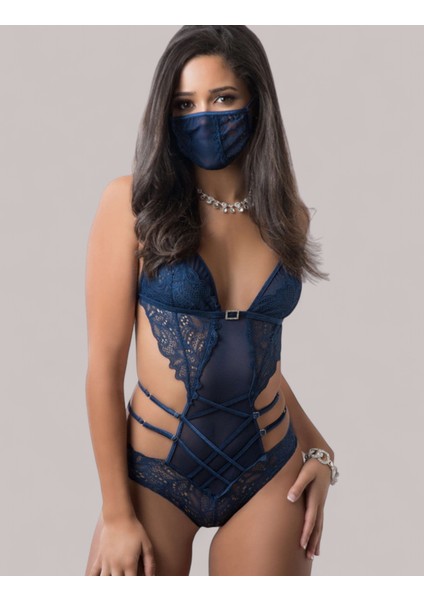 Şık Modern Dantelli Tasarım Jartiyer Gecelik, Ayarlanabilir Askılı, İç Çamaşırı Seti