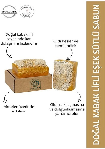 Doğal Kabak Lifli El Yapımı Eşek Sütü Sabunu 130 gr