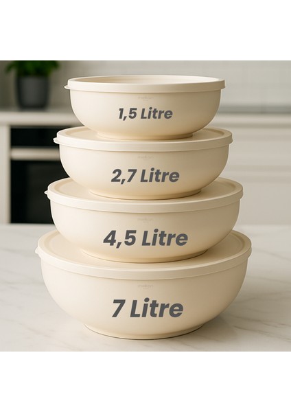 4'lü Yuvarlak Saklama Kabı, Erzak Saklama Kabı, Hamur Leğeni, Büyük Boy Saklama Kabı Seti, 4'lü Set fiyatları
