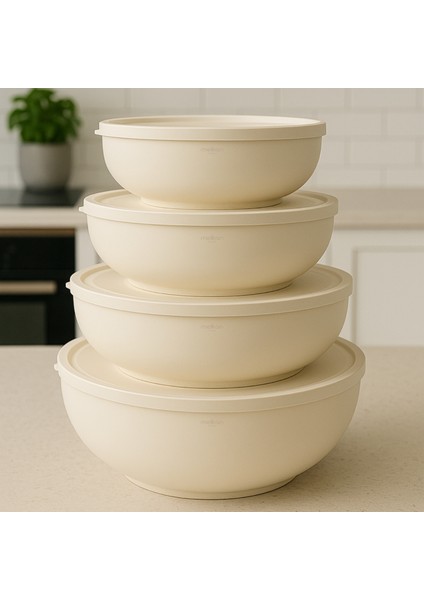 4'lü Yuvarlak Saklama Kabı, Erzak Saklama Kabı, Hamur Leğeni, Büyük Boy Saklama Kabı Seti, 4'lü Set modelleri