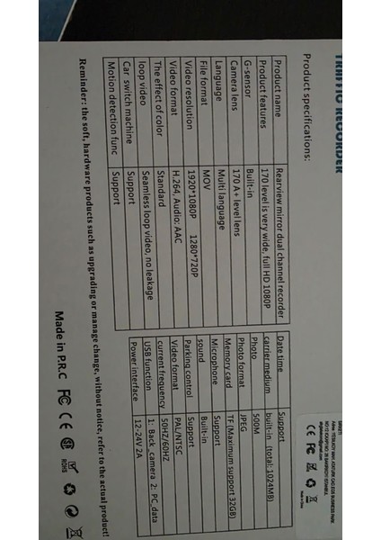 Araç Kamerası 1920*1080 Hd Ön +Arka +Iç 3 Kameralı modelleri