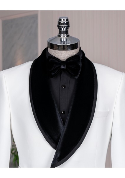 Italyan Stil Slim Fit Şal Yaka Ceket Yelek Pantolon Damatlık Set Beyaz T14893 fiyatları