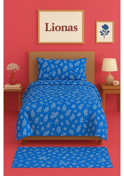 Tek Kişilik Desenli Nevresim + 1 Adet Kapaklı Yastık Kılıfı