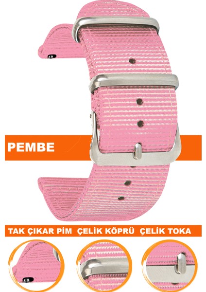 18mm-20mm-22mm-24mm saatlerle uyumlu premıum nato kumaş tekstil saat kordonu kayışı f39clds-p