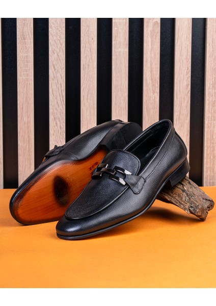 Italyan Stil Iç Dış Naturel Deri Erkek Ayakkabı Siyah T14600 fırsatları