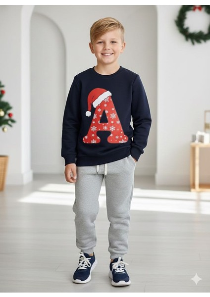 A Harfli Unisex Yilbasi Temali Sweatshirt Cocuk fiyatları