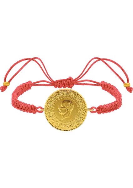 22 Ayar Yeni Tam Altın Pembe Renkli Ipli Bileklik fiyatları