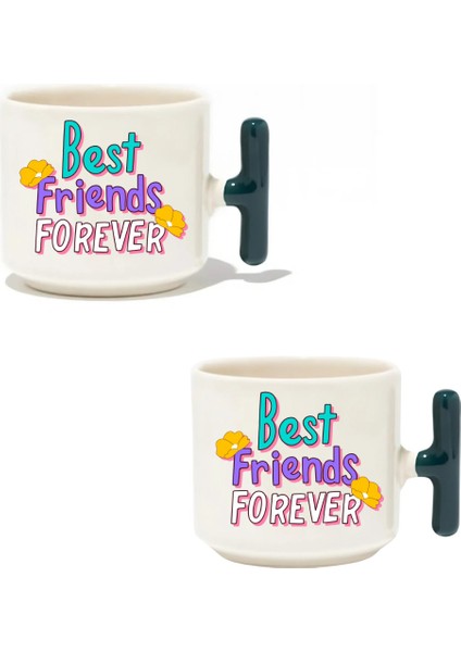 Best Friends Forever 2'li Latte Fincanı - Hediye Seramik Kupa