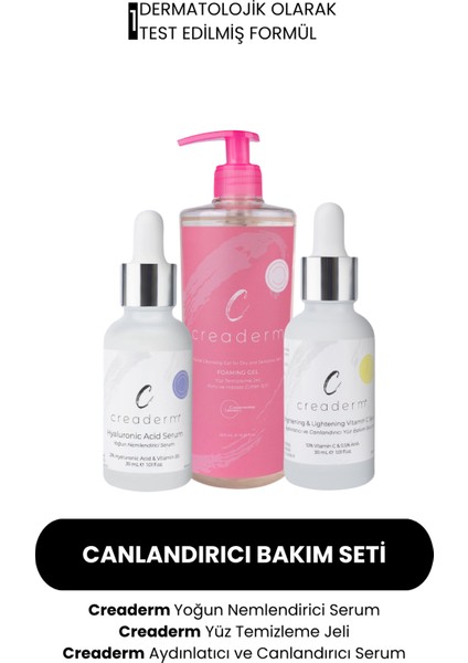 Kuru Ve Hassas Ciltler Için Yüz Temizleme Jeli & Nemlendirici & C Vitamini Serum Cilt Bakım Seti