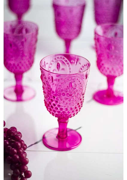 Akrilik Pembe 6'lı Kadeh & Su Meşrubat Kahve Yanı Bardağı 450 ml ( Cam Değildir ) fiyatları