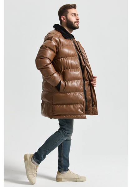 Slimfit Kesim Erkek Uzun Deri Sisme Mont-Vizon fırsatları