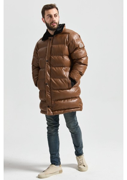 Slimfit Kesim Erkek Uzun Deri Sisme Mont-Vizon indirimleri