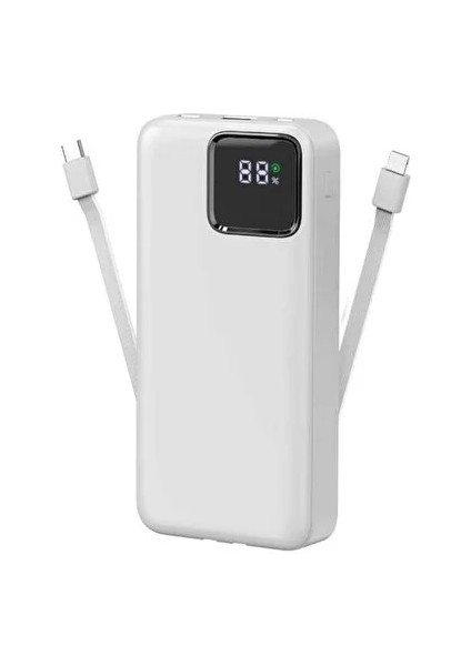 Powerbank Kendinden Kablolu 2.4A Hızlı ve Güçlü 20.000 Mah Typc-E ve Lightning Kablolu modelleri