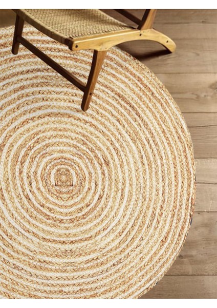 Boho 949 Jüt Rengi Örgü Yuvarlak Natural Çift Taraflı Halı modelleri