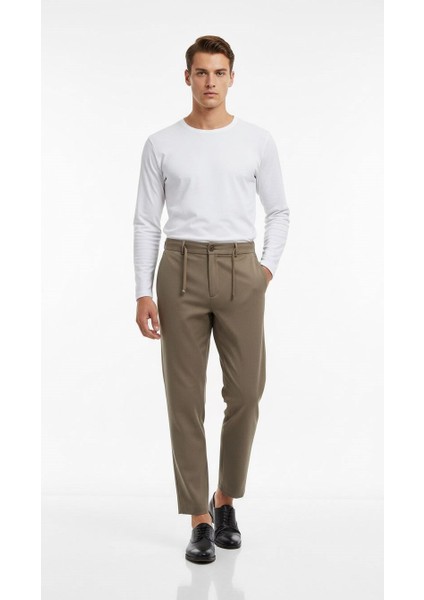 Erkek Bağcıklı Lastik Belli Slim Fit Kumaş Pantolon – Rahat Kalıp, Günlük & Şık Kombin Pantolonu fiyatları