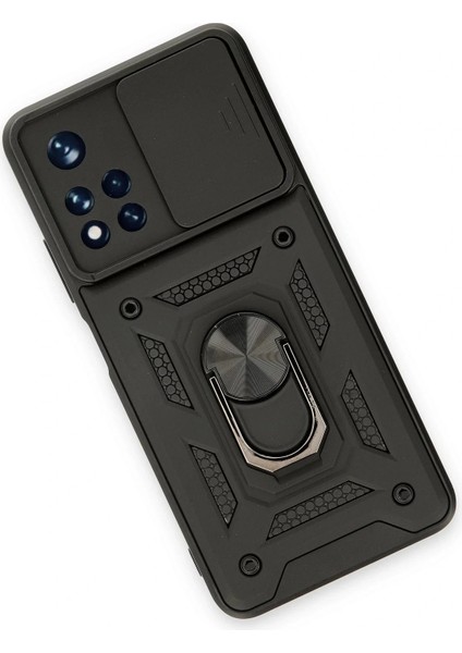 Xiaomi Redmi Note 11T Kılıf Pars Lens Yüzüklü Silikon - Siyah