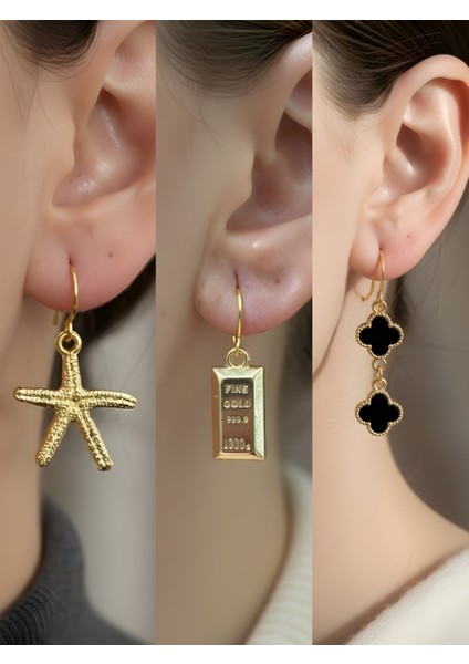 Trend Sembol Figürlü 3’lü Kadın Küpe Set