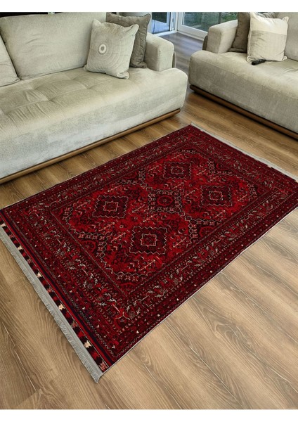 Mars 2168 Bordo Tonlarında Geleneksel Klasik Yıkanabilen Dekoratif Halı fırsatları