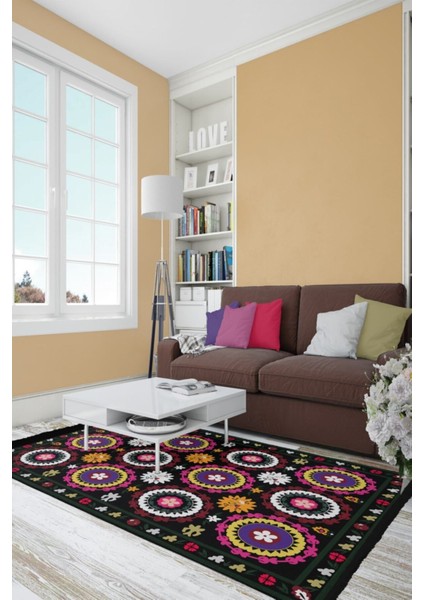 Mars Serisi Beyaz Rengin Üzerinde Multy Tonlarında Çiçekli Desen Kaymaz Taban Şönil Halı