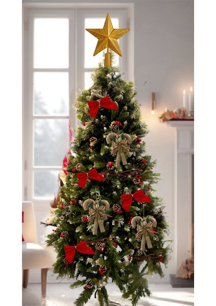 Parlak Gold Yılbaşı Çam Ağacı Süsü Baston Figür Seti 2'li