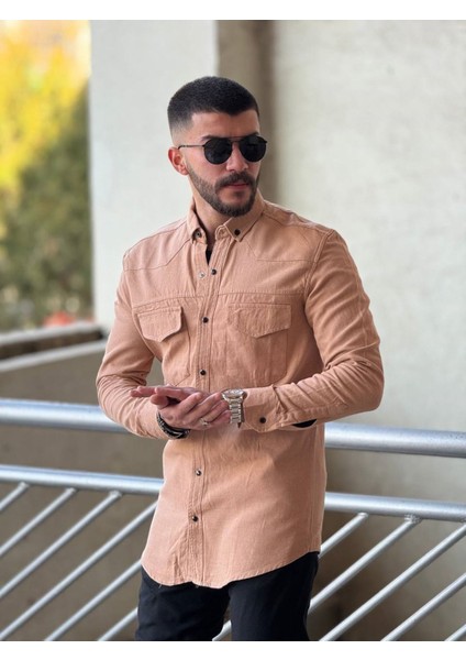 Slimfit Kesim Erkek Levi Model Cotton Cift Cepli Gömlek-Somon modelleri