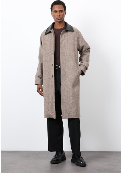 Vizon Kontrast Yaka Erkek Kaban fiyatları