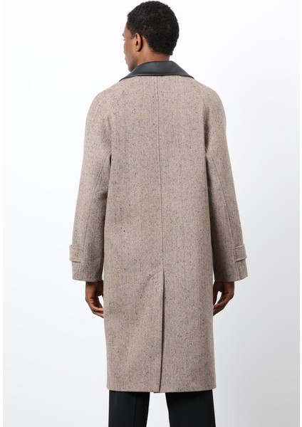 Vizon Kontrast Yaka Erkek Kaban