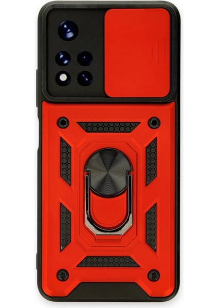 Xiaomi Redmi Note 11T Kılıf Pars Lens Yüzüklü Silikon - Kırmızı modelleri