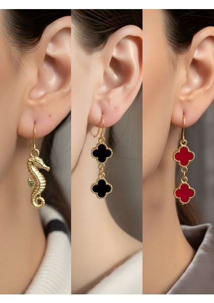 Trend Sembol Figürlü 3’lü Kadın Küpe Set